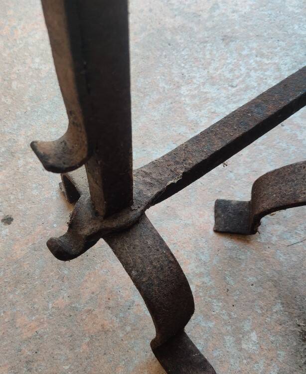Pair of wrought iron fire dogs.