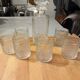 Whiskey service in glass carafe and 6 glasses