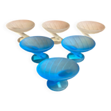 Set of 6 zig zag design ice cream bowls la rochere frosted glass france