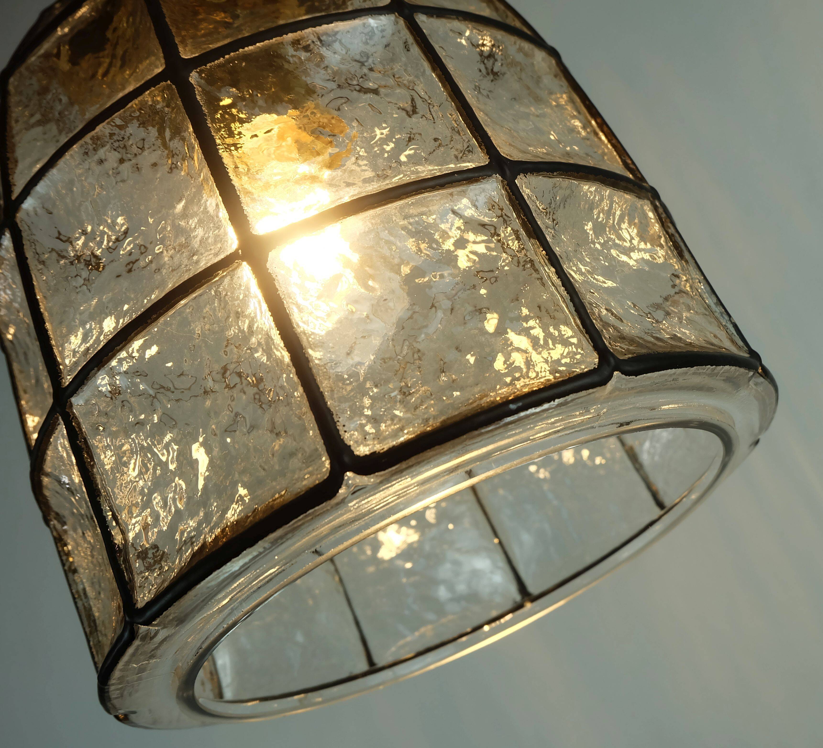 glashuette limburg hanging LAMP 1960's 70's glass pendant light model 4184