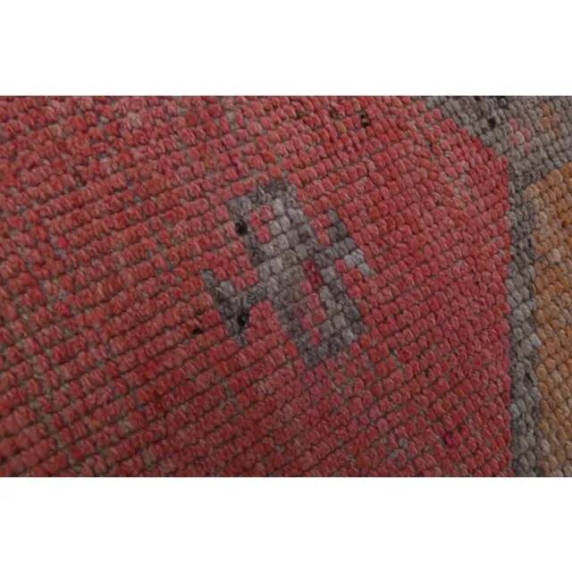 1970s Vintage Turkish Oushak Handmade Wool Cotton Pink Runner Rug 90x365