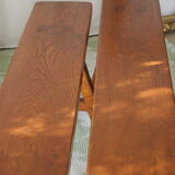 Pair of country benches in solid oak