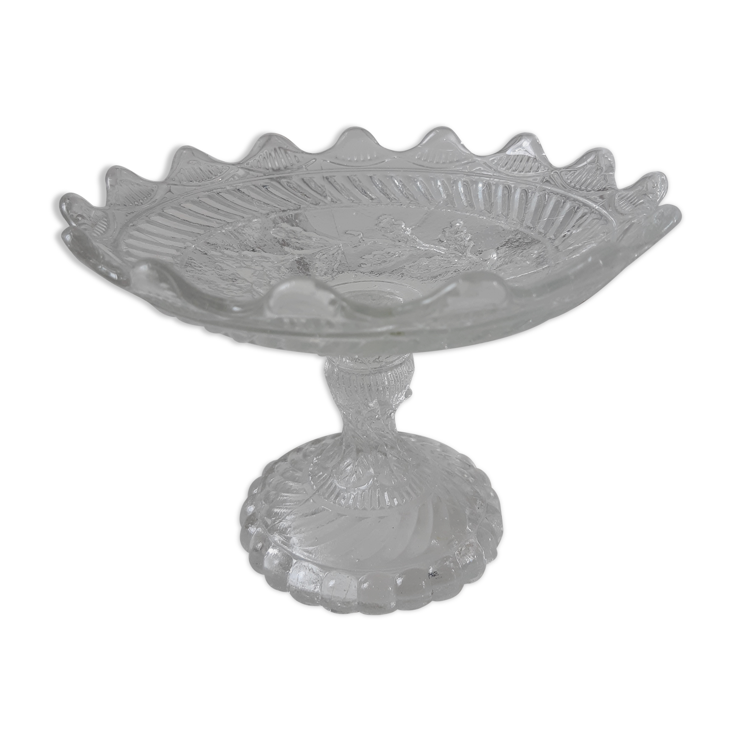 Serviteur compotier en verre moulé début XXe s.