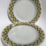 6 Dessert plates with yellow and black braiding pattern