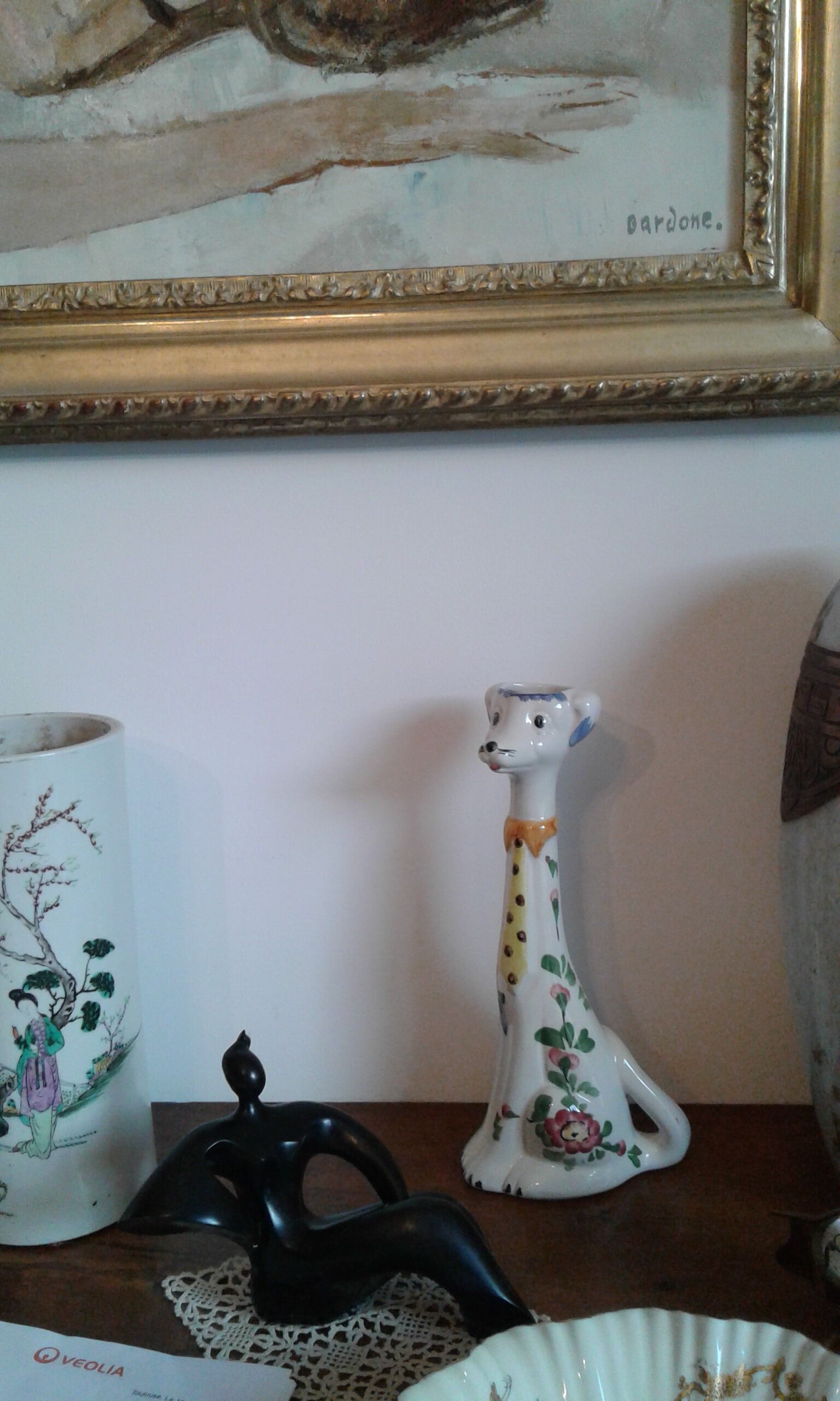 Vase, dog in vintage ceramic