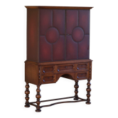 Otto Schulz, armoire moderne suédoise en cuir, chêne et clous en laiton, années 1930