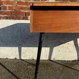Vintage wooden console/desk with tapered legs.