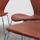 'Series 7' chairs in cognac leather by Arne Jacobsen for Fritz Hansen, 1955