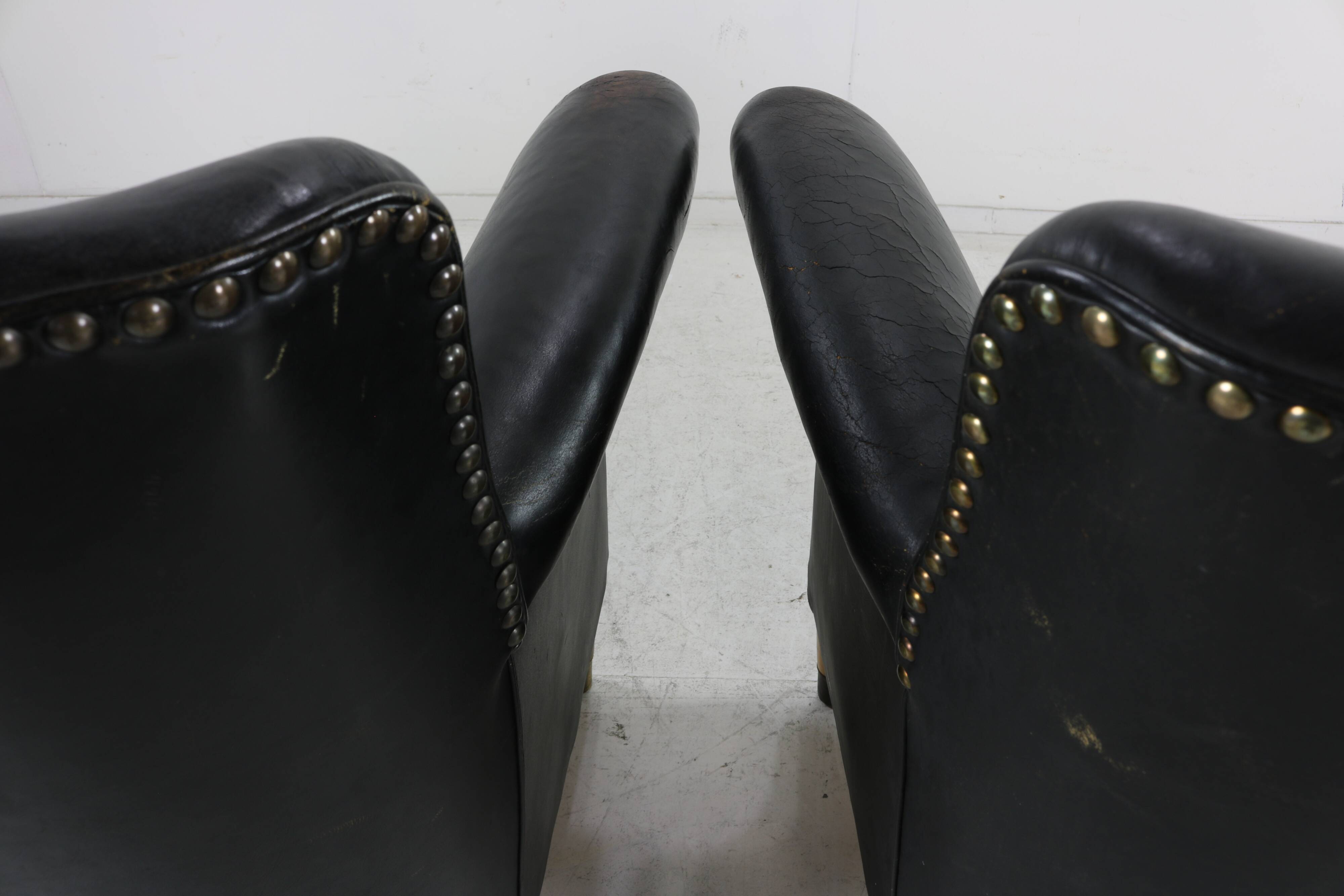 Set of two Danish design leather club chairs