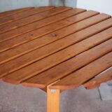 Vintage round pine table, slatted pine table, vintage table, pine furniture