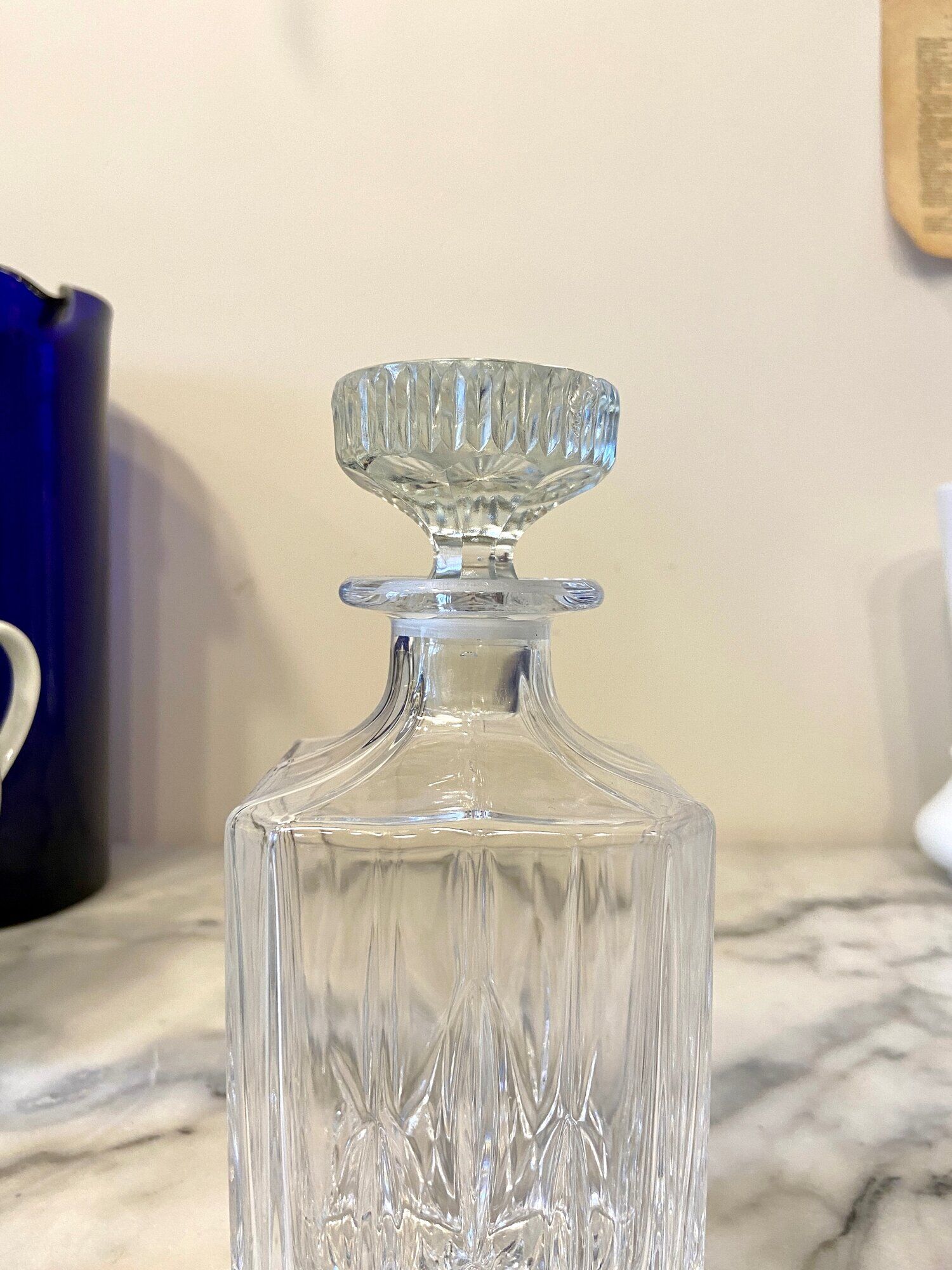 Chiseled glass whiskey decanter