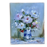 Tableau huile sur toile, Bouquet de Fleurs, Signé Mallet