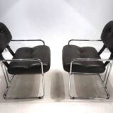 Mariani Tucroma set of two leather dining chairs by Guido Faleschini, 1970