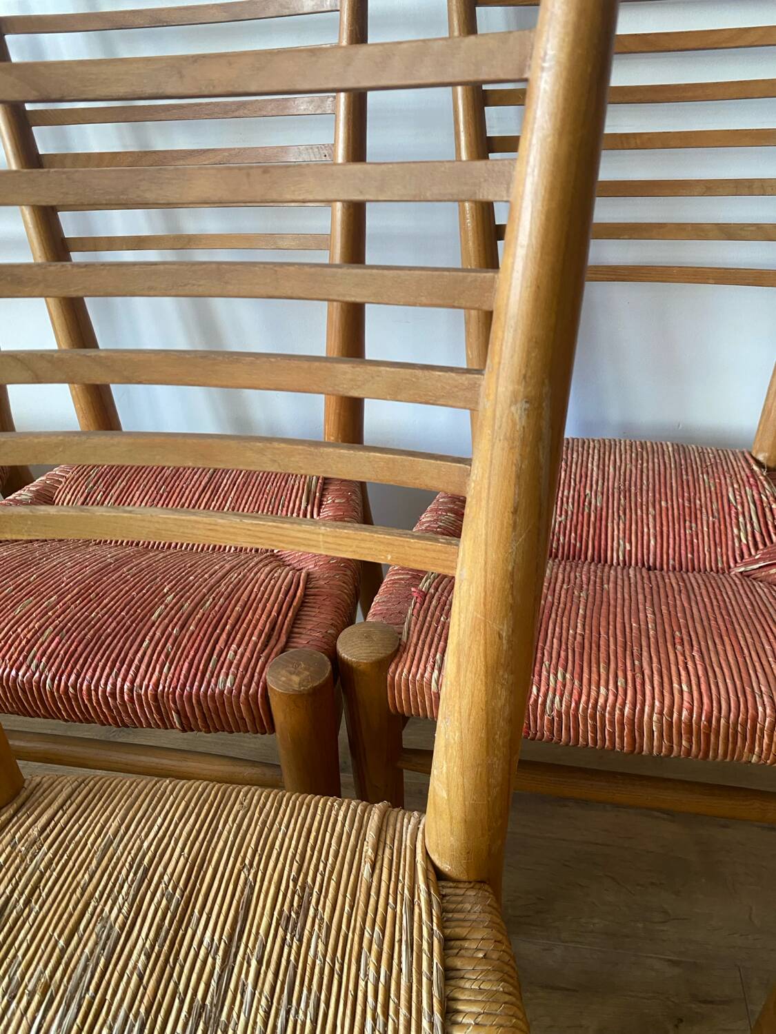 6 chaises paillées Genevieve Pons