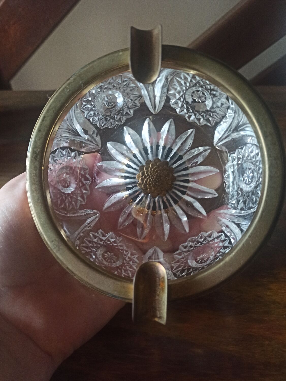 Chiseled crystal ashtray