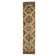 Vintage Turkish Oushak Handmade Wool Cotton Orange Runner Rug 90x373