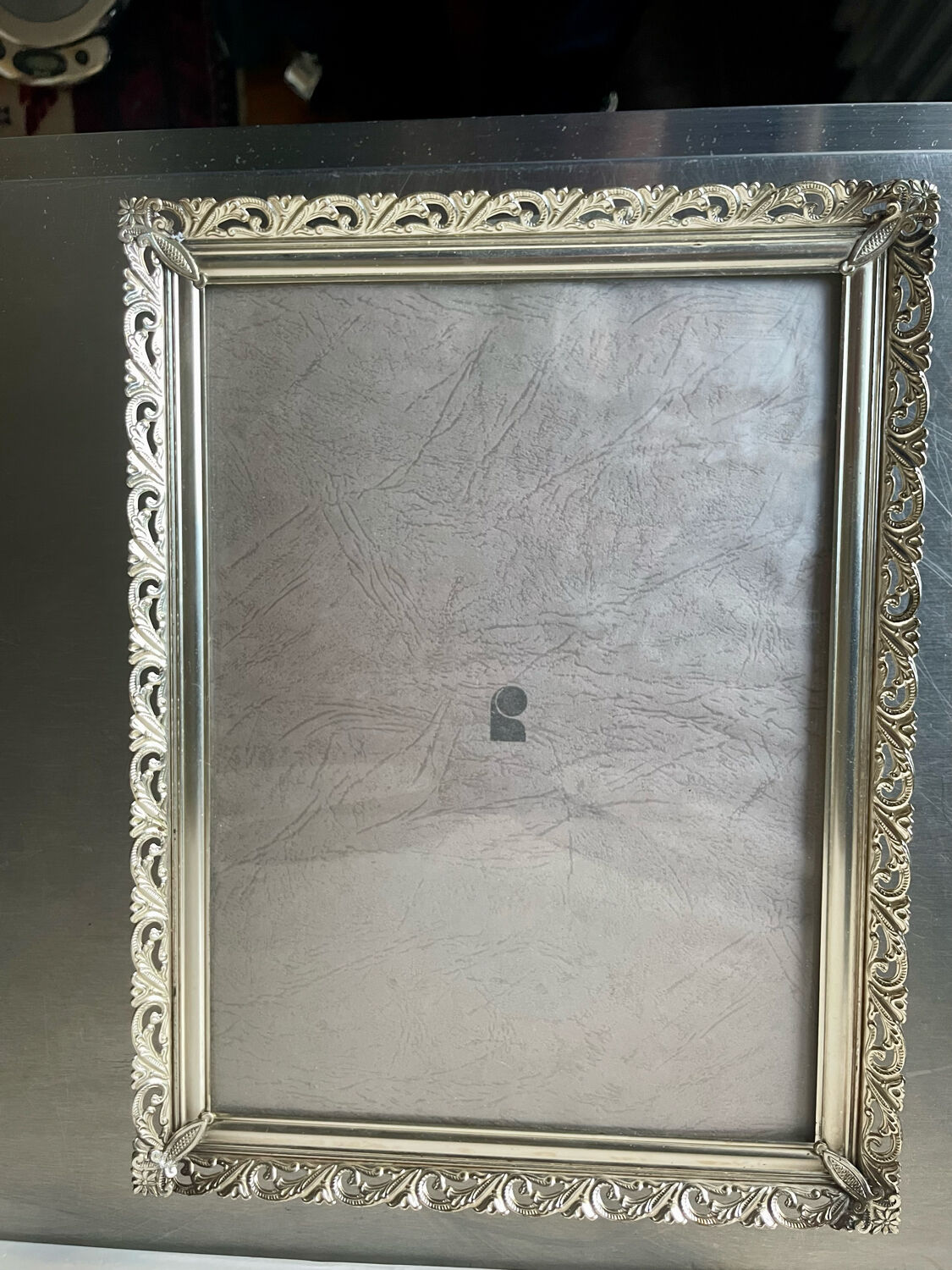 Metal vintage silver colored frame 26.5 cm x 20 cm  convex glass