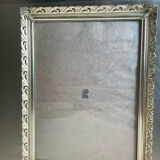 Cadre métal vintage argent coloré 26,5 cm x 20 cm verre convexe