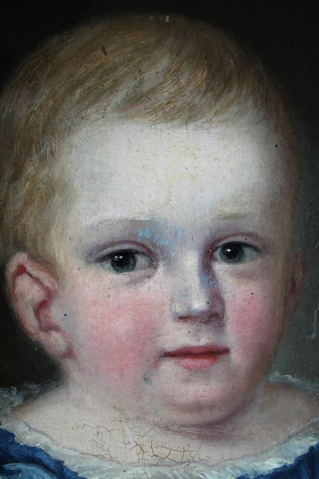 Antique 19th Century Oil Portrait Painting of a Child