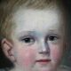 Portrait à l'huile d'un enfant, datant du XIXe siècle