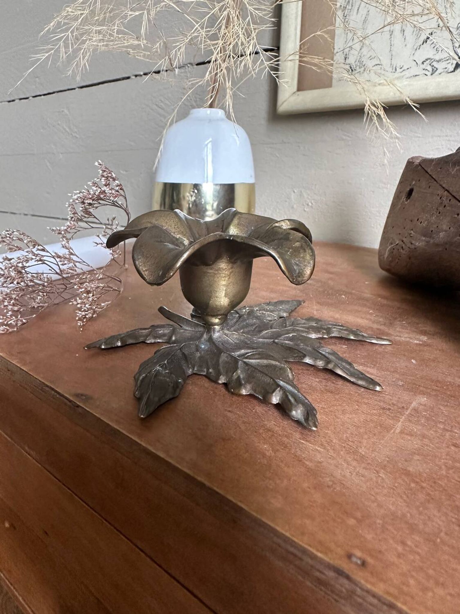 Brass flower candle holder