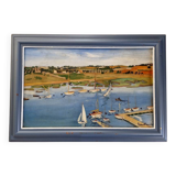 Frank Sloan (1900-1984) - Oil on hardboard - Sailboats near the bridge