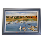 Frank Sloan (1900-1984) - Oil on hardboard - Sailboats near the bridge