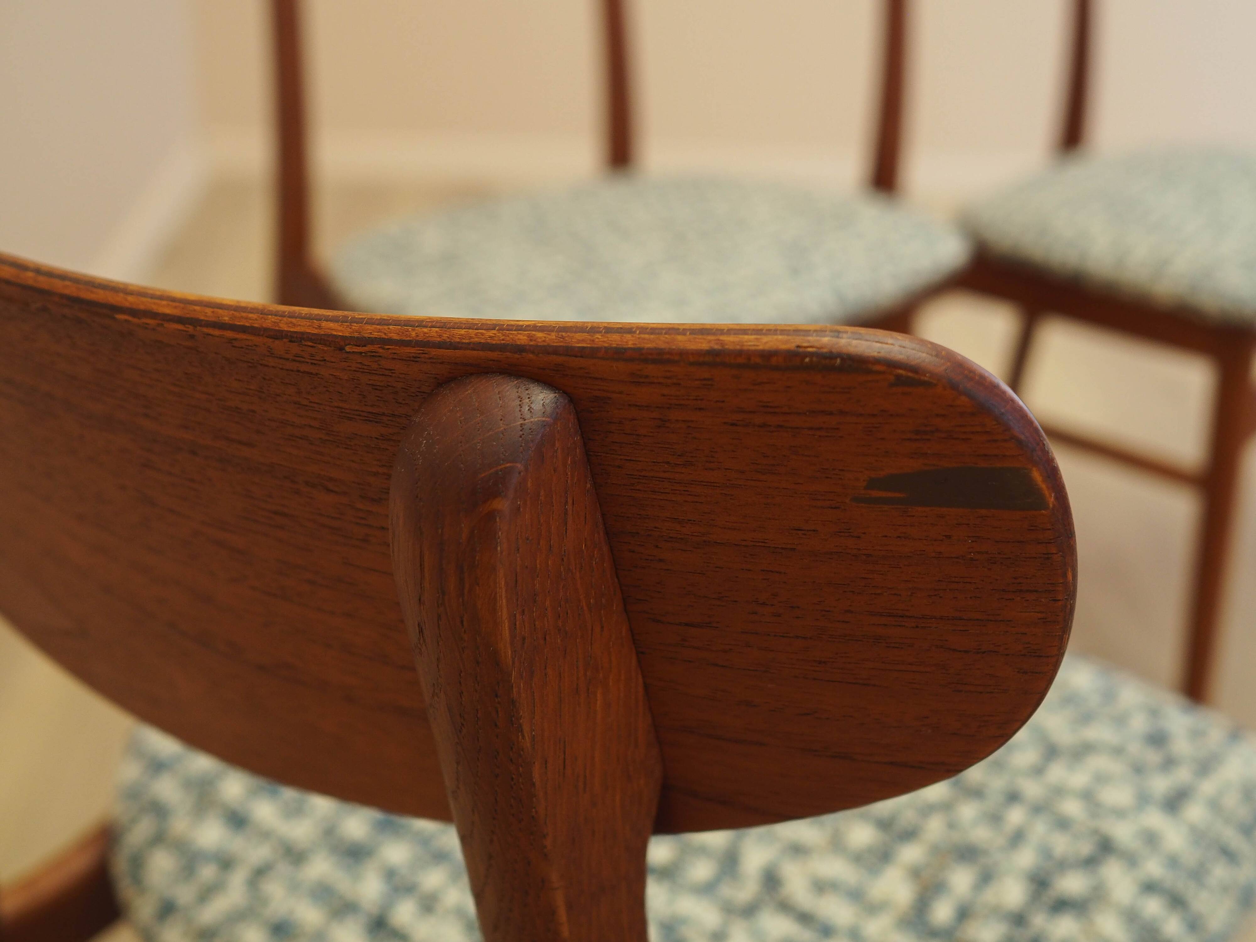 Set of four teak chairs, Danish design, 1970s, made in Denmark