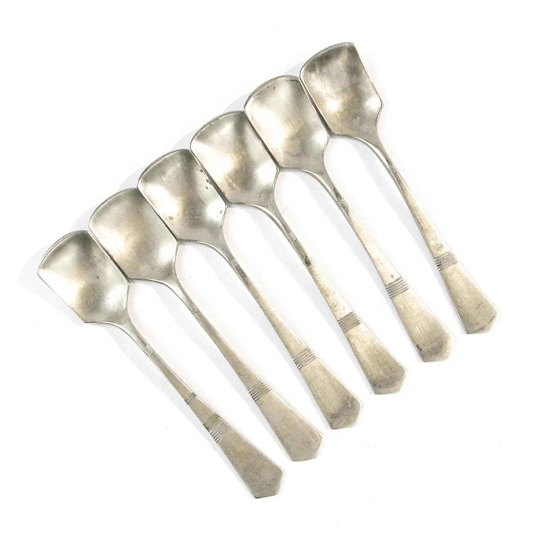 Set of ice cream spoons, silver-plated white metal, Germany, 1930s