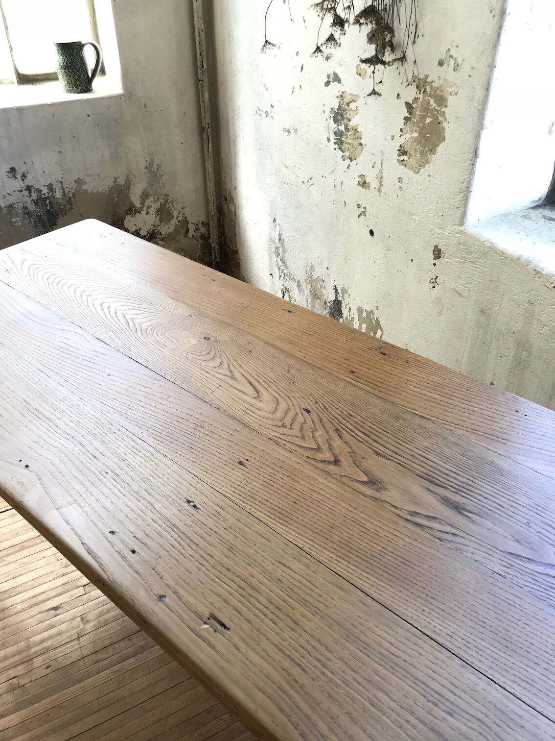 Farm table in raw wood