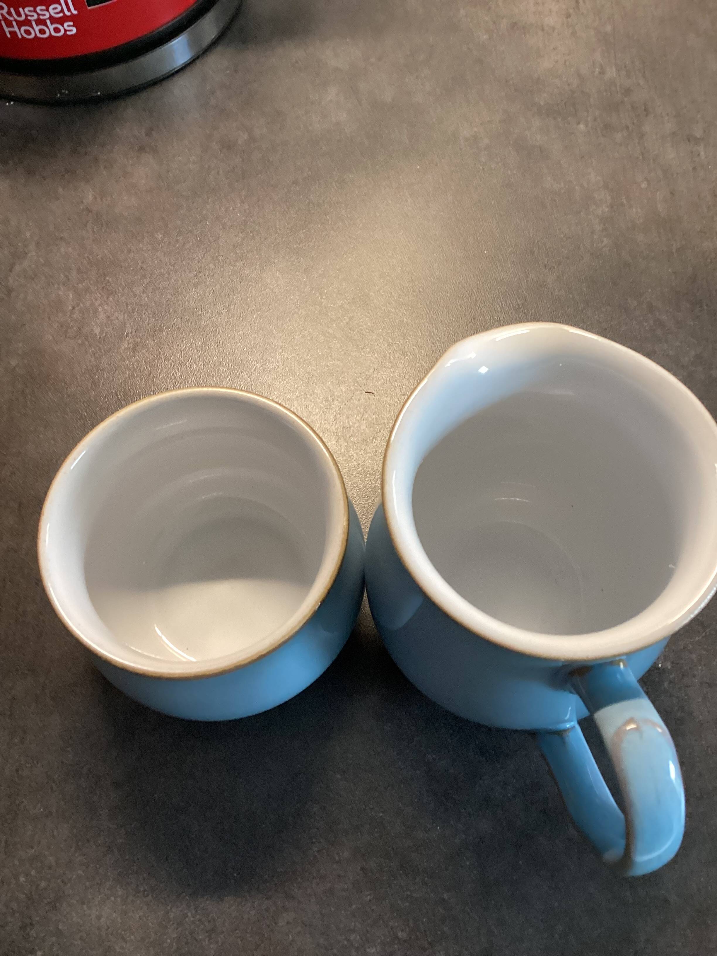 Cruchon à lait / Crémier et bol à sucre en grès bleu Denby