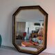 Octagonal vintage marbled mirror brown 61 x 82 cm