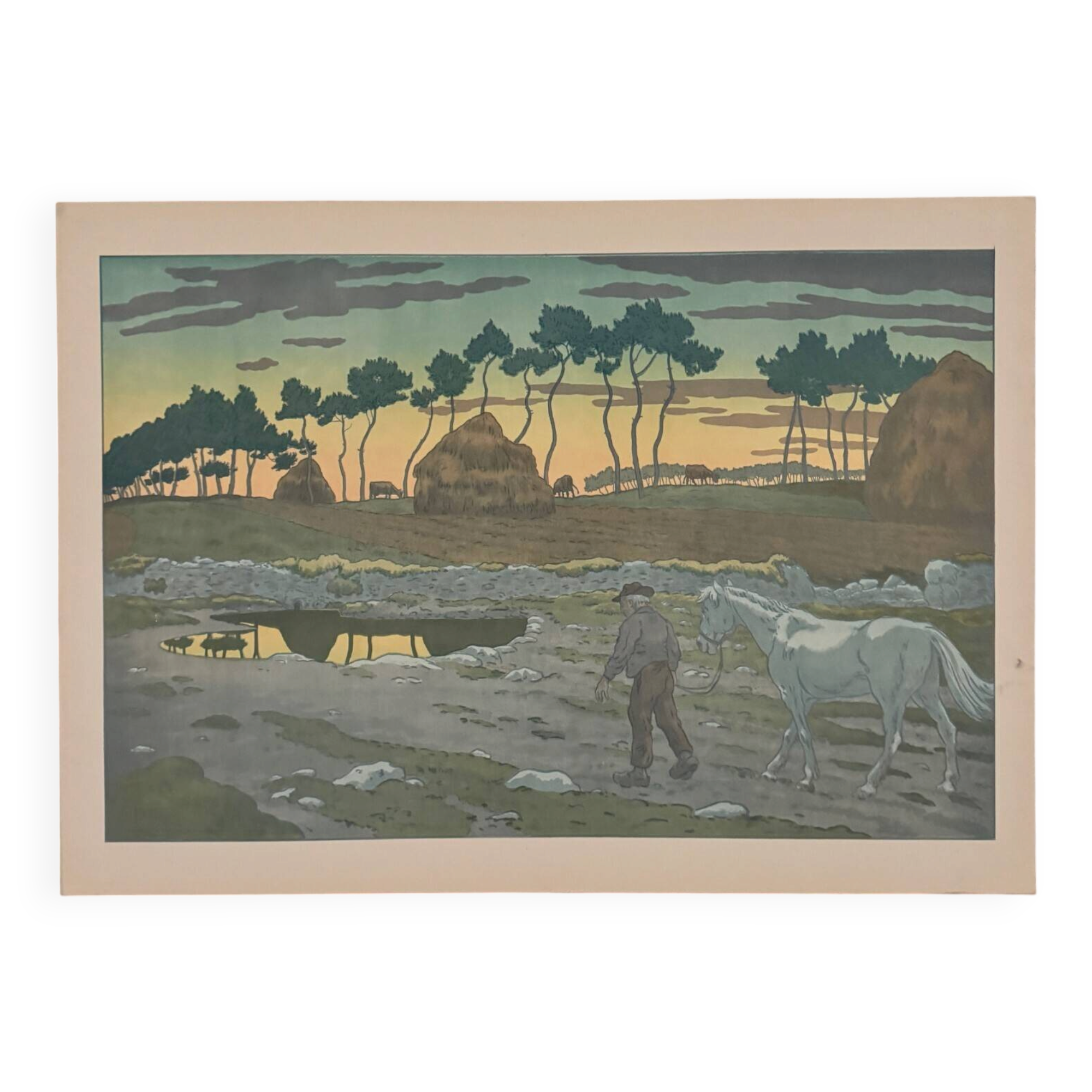 Lithograph by Henri Rivière The Aspects of Nature - The Twilight