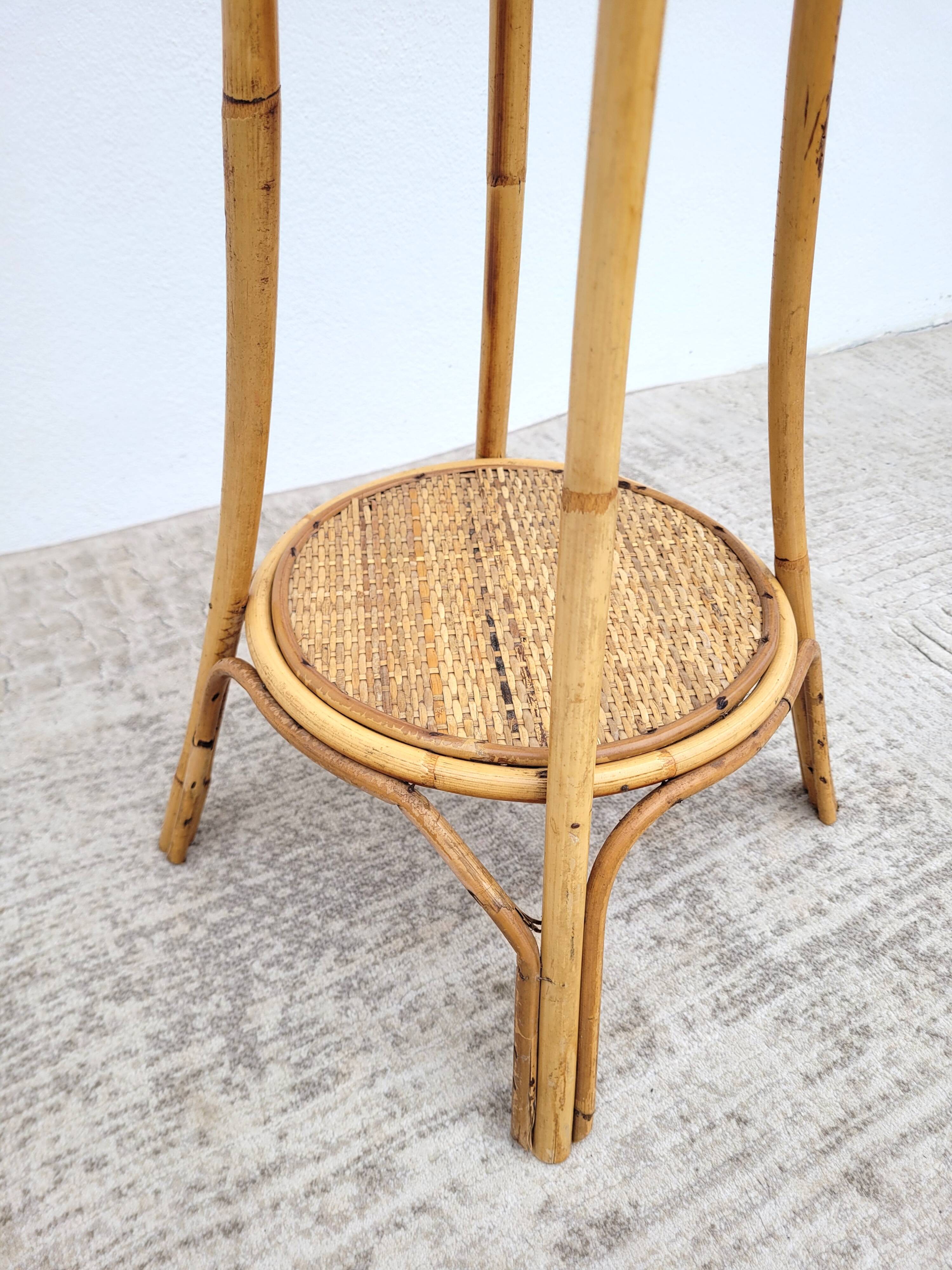 Vintage rattan plant holder