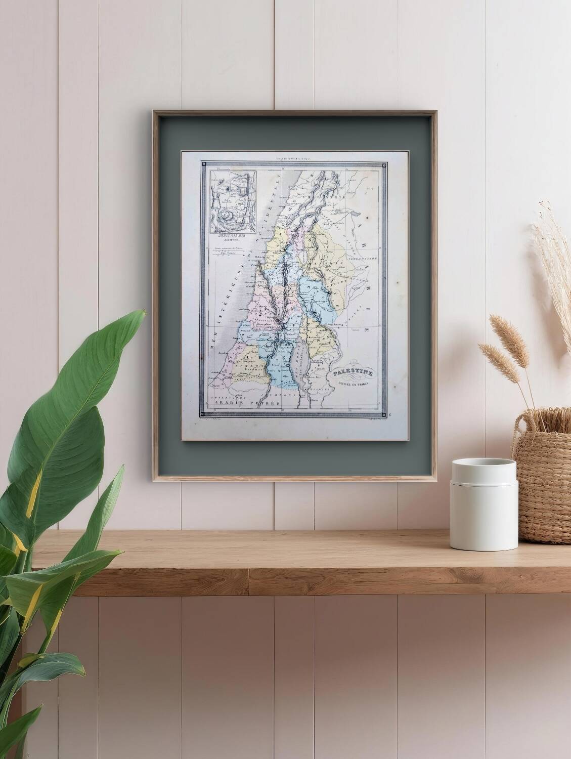 Palestine, old map, printed in 1852.