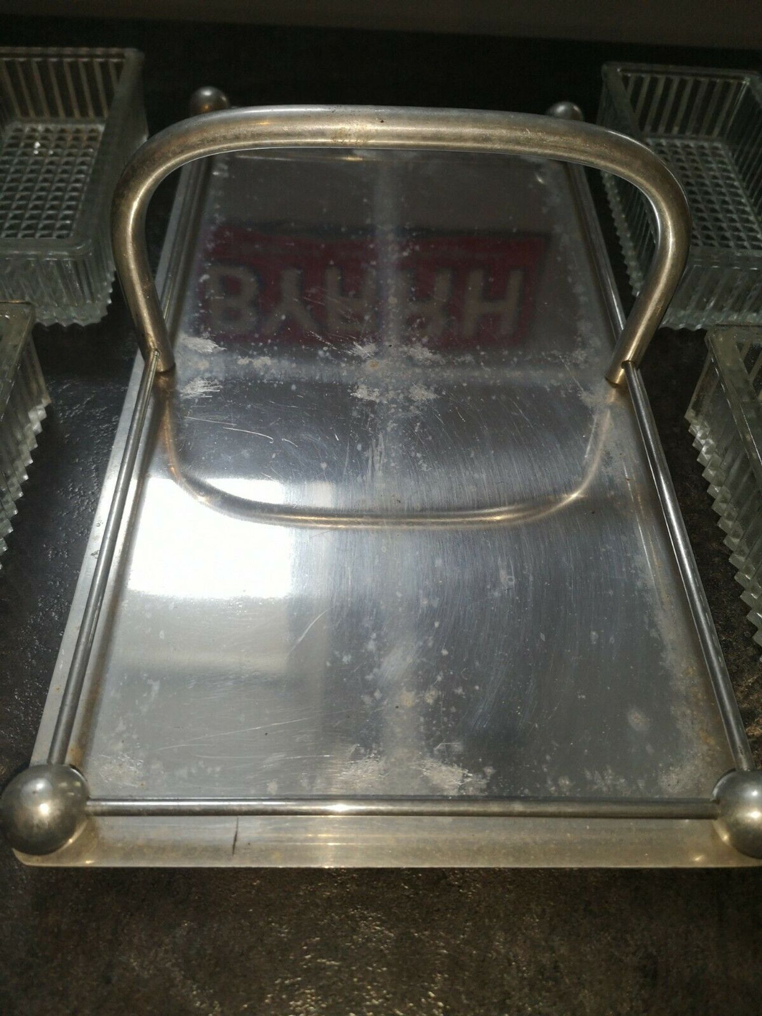 Plateau Aperitif Or Servant Art Deco 1930s beautiful modernist state/mind/alu glass