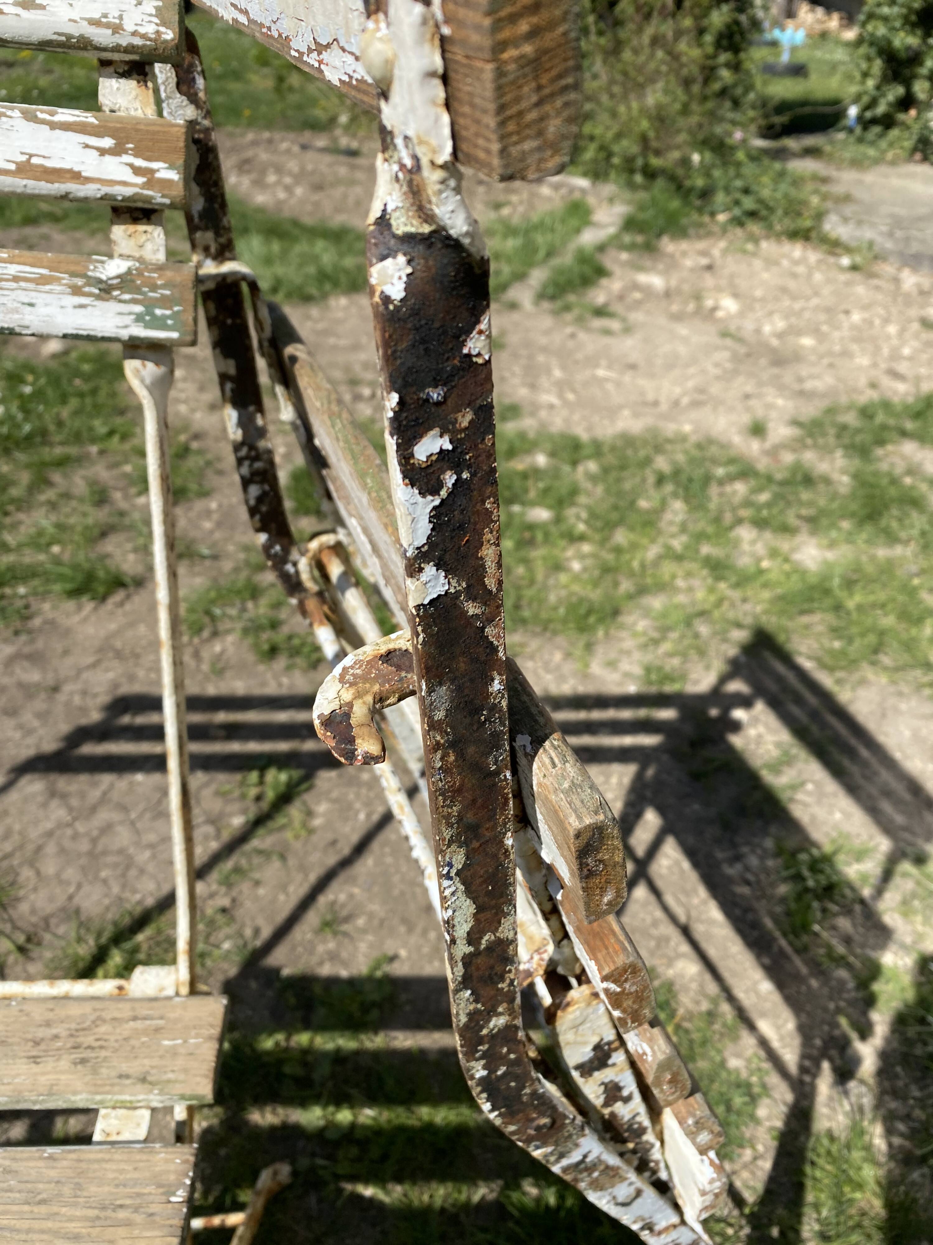 Set of 4 folding garden chairs in wood and metal