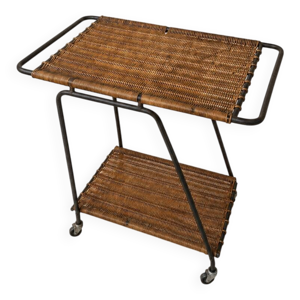desserte roulante en - rotin