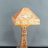 Important Carved Wood Lamp, USA, A&C, Prairie School, c. 1900-1920