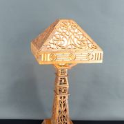 Important Carved Wood Lamp, USA, A&C, Prairie School, c. 1900-1920