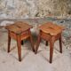 Pair of scalloped oak stools, France, early 20th century