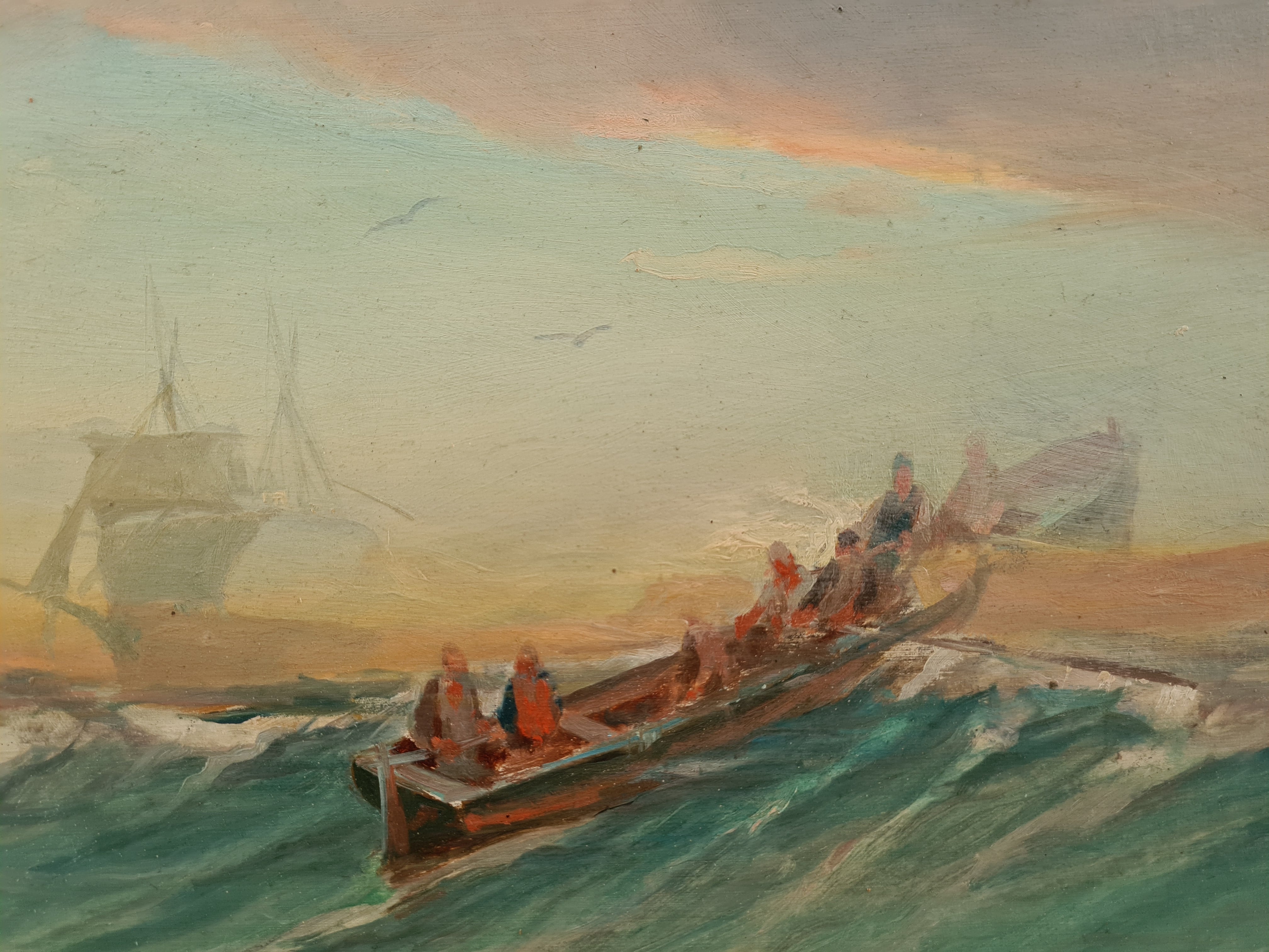 Fishing boat in the Mediterranean, oil by François Gautier
