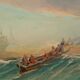 Fishing boat in the Mediterranean, oil by François Gautier