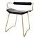 Contemporary Bar Stool with Backrest in Aged Brass Metal and Organic Black Leather