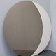 Large 1980s Italian smoke-tinted round mirror with white geometric segment