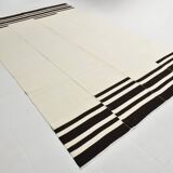 Black Beige Modernist Vintage Kilim Rug, 240x392Cm