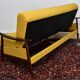 Scandinavian folding sofa in yellow curly teak, 1960s