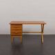 Teak and oak double-sided desk with X-shaped legs