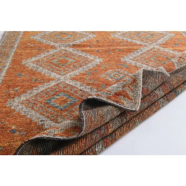 Vintage Turkish Hand-Knotted Wool Cotton Orange Area Rug 150x333