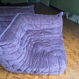Togo purple sofa set - 2-seater sofa and corner armchair